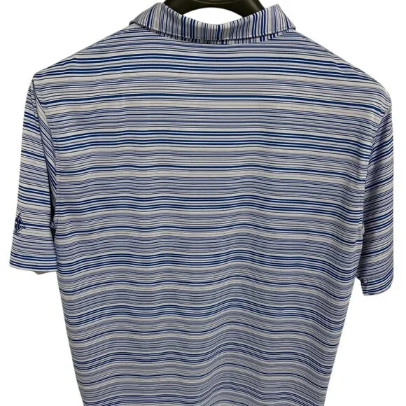 Peter Millar Summer Comfort Golf Polo Shirt Size XL Striped Golf Logo Blue - Picture 7 of 7